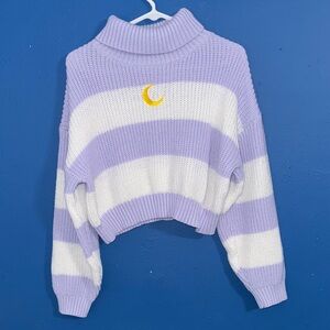 Striped “Sailor Moon” Women's Cropped Sweater